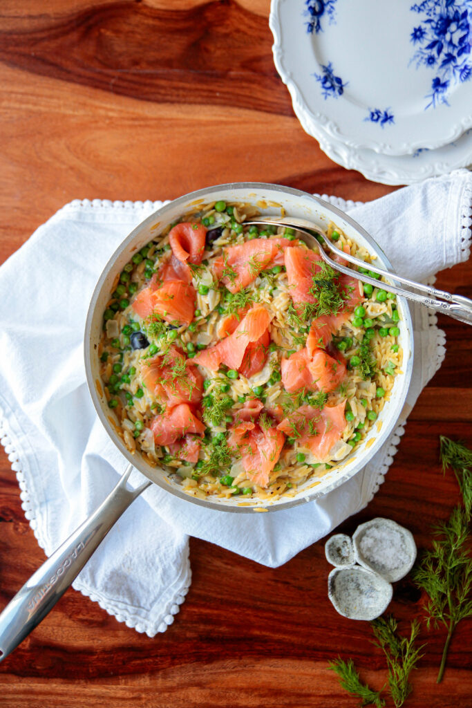 One-pot orzo crémeux aux petits pois et saumon fum - PASSION BOUFFE